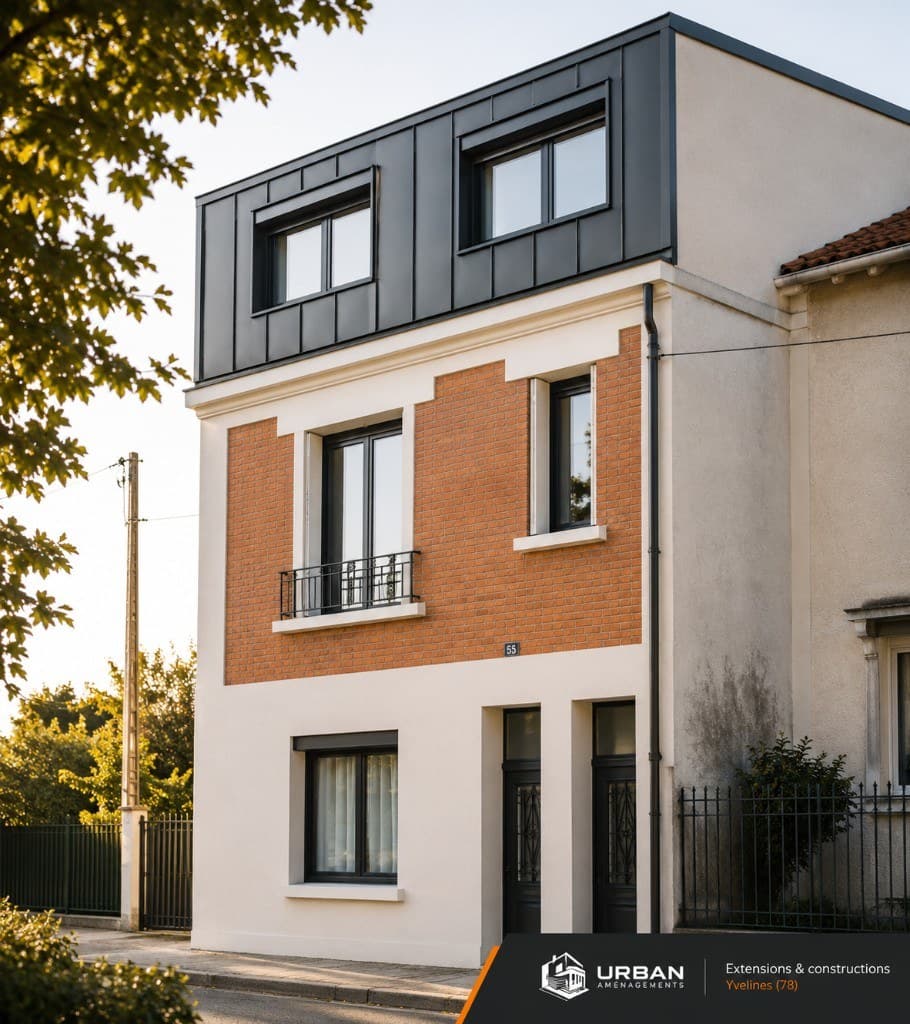 Extension de maison avec surélévation zinc et intégration esthétique — Urban Aménagements, Yvelines